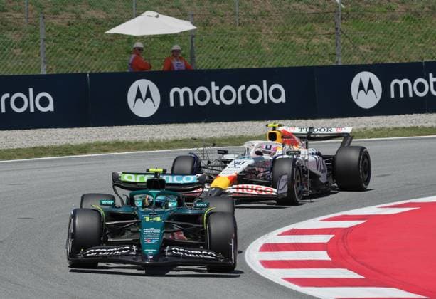 30 05 2025, Circuit de Catalunya, Barcelona, Formula 1 Aramco Spanish Grand Prix 2025 , pictured Fernando Alonso ESP , Aston Martin Aramco Cognizant Formula One Team, Liam Lawson NZL , Visa Cash App RB Formula One Team Photo by Hasan Bratic DeFodi Images
