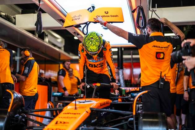 F1 - SPANISH GRAND PRIX 2025 NORRIS Lando (gbr), McLaren F1 Team MCL39, portrait during the Formula 1 Aramco Gran Premio de Espana 2025, Spanish Grand Prix 2025, 9th round of the 2025 FIA Formula One World Championship, WM, Weltmeisterschaft from May 30 to June 1, 2025 on the Circuit de Barcelona-Catalunya, in Montmelo, Spain - MontmeloSpain  Copyright: xCharlyxLopezx
