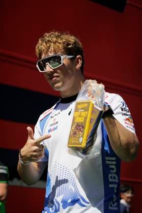 30th May 2025; Circuit de Barcelona-Catalunya, Barcelona, Spain; Formula 1 Spanish Grand Prix 2025: Free Practice Day; Liam Lawson of the Visa Cash App Racing Bulls Formula One Team arrives at the circuit with a Whittaker s chocolate package  ActionPlus12795828 PabloxGuillen