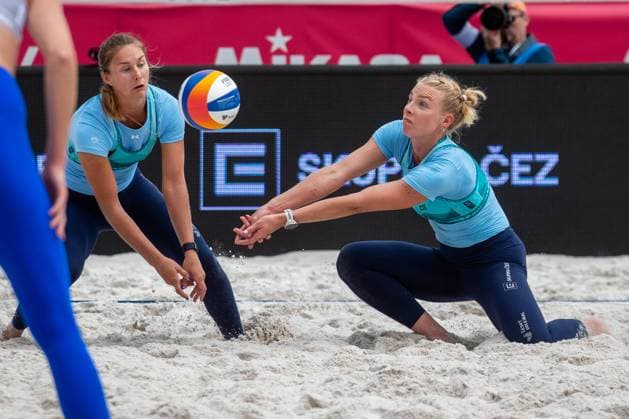 From left Marketa Svozilova and Marie-Sara Stochlova of Czech Republic in action during the women match Marketa Svozilova and Marie-Sara Stochlova of Czech Republic vs Molly Shaw, Kelly Cheng of USA at the Pro Tour Elite Beach volleyball, Beachvolleyball tournament in Ostrava, Czech Republic, May 30, 2025. (CTKxPhoto VladimirxPrycek) CTKPhotoP2025053005993  CTKPhotoP2025053005993