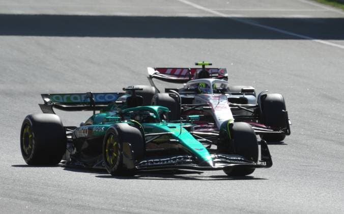 30 05 2025, Circuit de Catalunya, Barcelona, Formula 1 Aramco Spanish Grand Prix 2025 , pictured Lance Stroll CAN , Aston Martin Aramco Cognizant Formula One Team, Oliver Bearman GBR , MoneyGram Haas F1 Team Photo by Hasan Bratic DeFodi Images