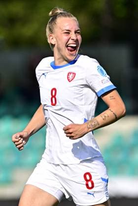 Czech Aneta Pochmanova celebrates goal during the Women s Football Nations League, B4 Group 5th round match: Czechia vs Croatia in Chomutov, Czech Republic, May 30, 2025. (CTKxPhoto OndrejxHajek) CTKPhotoP2025053006342  CTKPhotoP2025053006342