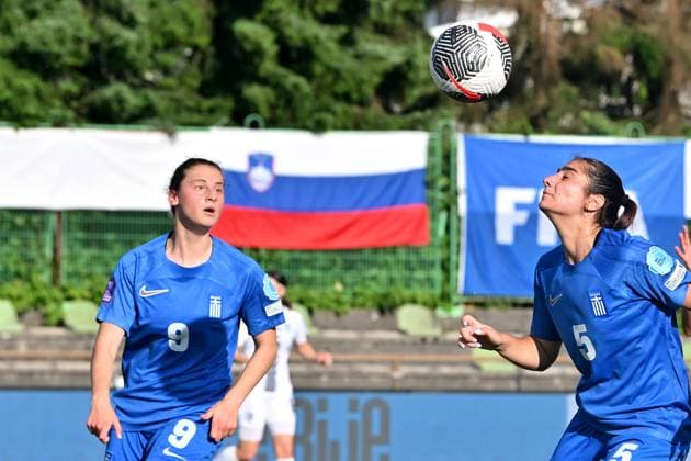 Ljubljana, Slovenia, May 30th 2025: Georgia Pavlopoulou of Greece (R) during the UEFA Women?s Nations League, League B Group B2, match between Slovenia and Greece at Sports Park Siska, Ljubljana, Slovenia. (Igor Kupljenik SPP) Copyright: xIgorxKupljenikx xSPPx spp-en-IgKuSp-IK5_1750