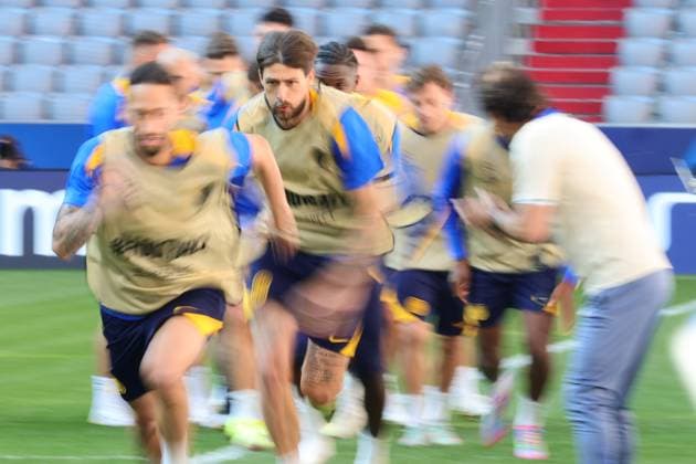 FC Internazionale players during the training session the day ahead of the 2024 2025 Champions League Final football match between Paris Saint Germain and FC Internazionale at Munich Football Arena stadium in Munich (Germany), May 30th, 2025. CesarexPurini