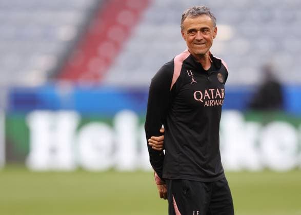 Munich, Germany, 30th May 2025. Luis Enrique coach of Paris St Germain during the UEFA Champions League Final Training session at Munich Football Arena, Munich. Picture date: 30th May 2025. Picture credit should read: David Klein Sportimage EDITORIAL USE ONLY. No use with unauthorised audio, video, data, fixture lists, club league logos or live services. Online in-match use limited to 120 images, no video emulation. No use in betting, games or single club league player publications. SPI_003_DK_PSG__Training SPI-3966-0003