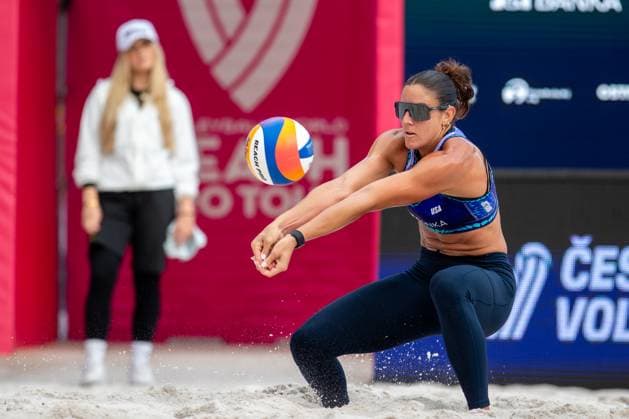 Lexy Denaburg of Switzerland in action during the women match Anouk Verge-Depre, Zoe Verge-Depre of Switzerland vs Julia Donlin, Lexy Denaburg of USA at the Pro Tour Elite Beach volleyball, Beachvolleyball tournament in Ostrava, Czech Republic, May 30, 2025. (CTKxPhoto VladimirxPrycek) CTKPhotoP2025053007306  CTKPhotoP2025053007306