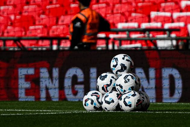 England v Portugal - UEFA Women s Nations League 2024 25 Grp A3 MD5 Practice balls are present before players arrive during the UEFA Women s Nations League Group 3 match between England and Portugal at Wembley Stadium in London, England, on May 30, 2025. London Greater London United Kingdom  Copyright: xMIxNewsx originalFilename:fletcher-englandv250530_npef3.jpg
