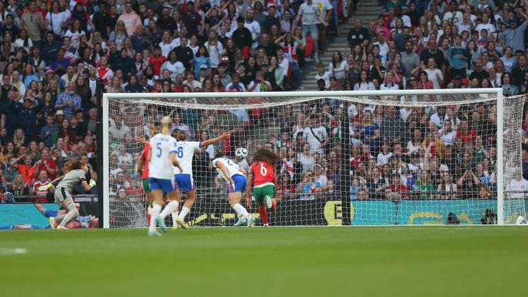 London, England, May 30 2025: Lucy Bronze (2 England) scores England s second goal via a header during the UEFA Womens Nations League game between England and Portugal at Wembley Stadium in London, England. (Jay Patel SPP) Copyright: xJayxPatel SPPx spp-en-JaPa-ENGvPOR_20250530_0013