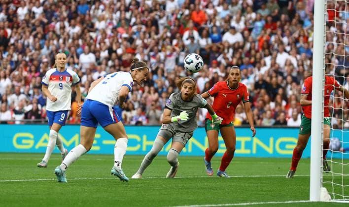 Lucy Bronze of England Women scores a goal to make the score 2-0 England Women v Portugal Women, UEFA Women s Nations League - League A - Group 3, Football, Wembley Stadium, London, UK - 30 May 2025 EDITORIAL USE ONLY No use with unauthorised audio, video, data, fixture lists, club league logos or live services. Online in-match use limited to 120 images, no video emulation. No use in betting, games or single club league player publications. Copyright: xKieranxMcManus Shutterstockx 15330900v