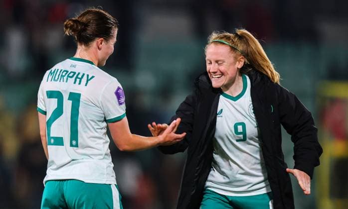 UEFA Women s Nations League 2025, Esenler Stadium, Istanbul, Turkey 30 5 2025 Turkey vs Republic of Ireland WNT Ireland™s Emily Murphy and Amber Barrett celebrate winning Emily Murphy and Amber Barrett celebrate winning 30 5 2025  Copyright: x INPHO RyanxByrnex RB1_8327