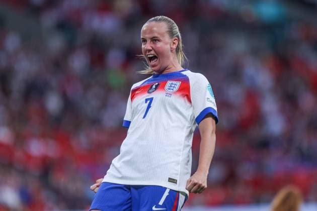 England Women v Portugal Women UEFA Womens Nations League Beth Mead of England Women celebrates scoring her sides fourth goal of the game to make the score 4-0 during the UEFA Womens Nations League Group C match at Wembley Stadium, London UK Newspapers OUT Copyright: xLucyxCopseyx FIL-21856-0054