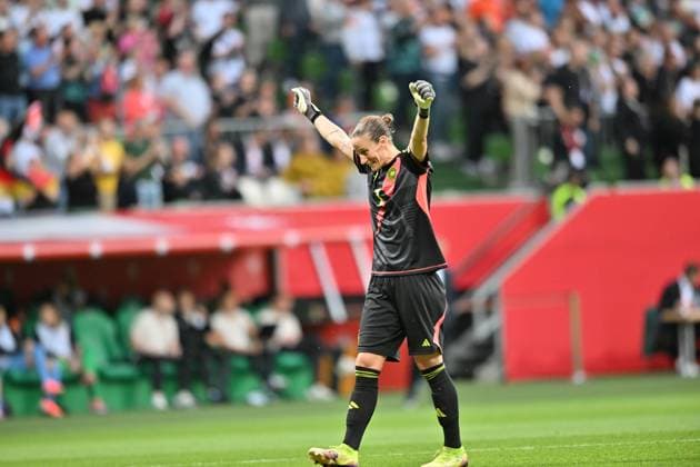 Cheer, joy, celebrate, happy, cheer , Goal Celebration Ann Katrin Berger DFB Women, Germany, 1 , 30 05 2025, Bremen Germany , Football, UEFA Womens Nation League Germany Netherlands xmkx