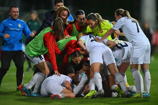 SERBIA vs HUNGARY CELEBRATION football Serbia vs Hungary Nations league sports center FSS, Stara Pazova 30.05.2025. Foto: FOOTBALL, SERBIA, HUNGARY, NATIONS LEAGUE, WOMEN Stara Pazova Sports center Stara Pazova Serbia Copyright: xMarkoxMetlas xMNxPressx
