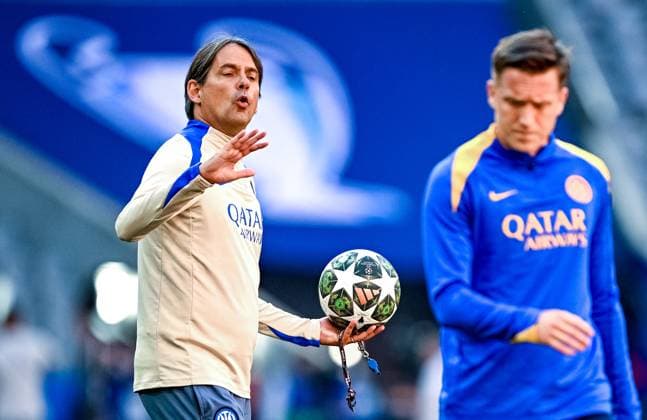 Germany Soccer Champions League Inter Training 8935544 30.05.2025 Inter Milan s head coach Simone Inzaghi reacts during a training session on the eve of the UEFA Champions League final soccer match between Inter Milan and Paris Saint-Germain (PSG) in Munich, Germany. Alexey Filippov Sputnik Munich Germany  Copyright: xAlexeyxFilippovx