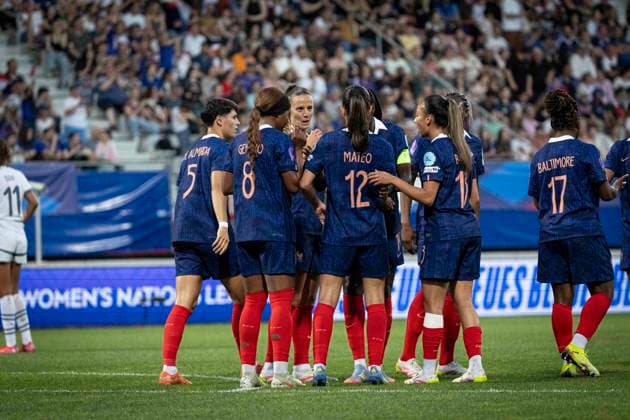 FOOTBALL: UEFA Women™s Nations League 2025 France vs Suisse 30 May 2025 - Stade Marcel Picot, Nancy. France joie des joueurs de France apres le but de Clara Mateo of France 12  Copyright: xelyxandroxcegarrax