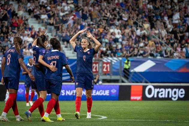 FOOTBALL: UEFA Women™s Nations League 2025 France vs Suisse 30 May 2025 - Stade Marcel Picot, Nancy. France joie des joueurs de France apres le but de Clara Mateo of France 12  Copyright: xelyxandroxcegarrax