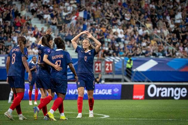 FOOTBALL: UEFA Women™s Nations League 2025 France vs Suisse 30 May 2025 - Stade Marcel Picot, Nancy. France joie des joueurs de France apres le but de Clara Mateo of France 12  Copyright: xelyxandroxcegarrax