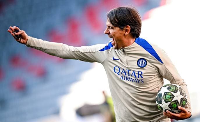 Sport Bilder des Tages Germany Soccer Champions League Inter Training 8935563 30.05.2025 Inter Milan s head coach Simone Inzaghi reacts during a training session on the eve of the UEFA Champions League final soccer match between Inter Milan and Paris Saint-Germain (PSG) in Munich, Germany. Alexey Filippov Sputnik Munich Germany  Copyright: xAlexeyxFilippovx