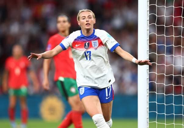 England Women v Portugal Women, UEFA Nations League, Football, London, UK - 30 May 2025 Chloe Kelly of England Women celebrates scoring England Womens sixth goal against Portugal Women at Wembley Stadium in the UEFA Nations League London Wembley Stadium London GBR, UK NEWSPAPERS OUT Copyright: xMarkxGreenwoodx