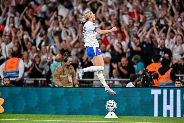 England v Portugal - UEFA Women s Nations League 2024 25 Grp A3 MD5 Chloe Kelly (17 England) celebrates scoring England s sixth goal during the UEFA Women s Nations League Group 3 match between England and Portugal at Wembley Stadium in London, England, on May 30, 2025. London Greater London United Kingdom  Copyright: xMIxNewsx originalFilename:fletcher-englandv250530_npHyg.jpg