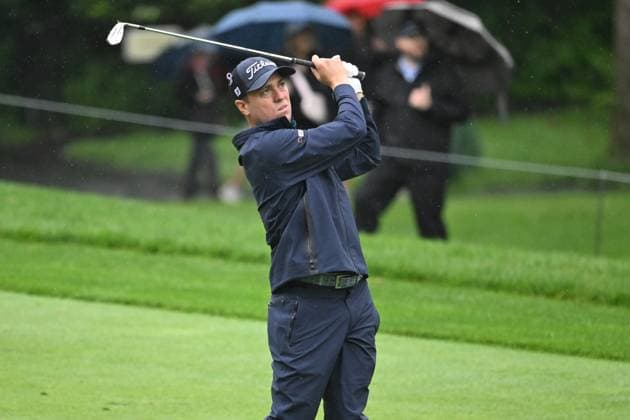 PGA, Golf Herren 2025: The Memorial Tournament MAY 30 May 30, 2025: Justin Thomas (USA) hits on the 9th hole during Round 2 of the Memorial Tournament in Dublin, Ohio. Brent Clark Cal Media (Credit Image: Â Brent Clark Cal Sport Media) Dublin Oh USA EDITORIAL USE ONLY Copyright: xx ZUMA-20250530_zma_c04_097.jpg BrentxClarkx csmphotothree387794