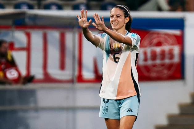 Womens Nations League Belgium Spain Lions, The King Power At Den Dreef Stadium on 30 05 2025 Aitana Bonmati Spain, 6 reacts Womens Nations League Belgium Spain Lions, The King Power At Den Dreef Stadium on 30 05 2025 Copyright: xBEAUTIFULxSPORTS Freisenx