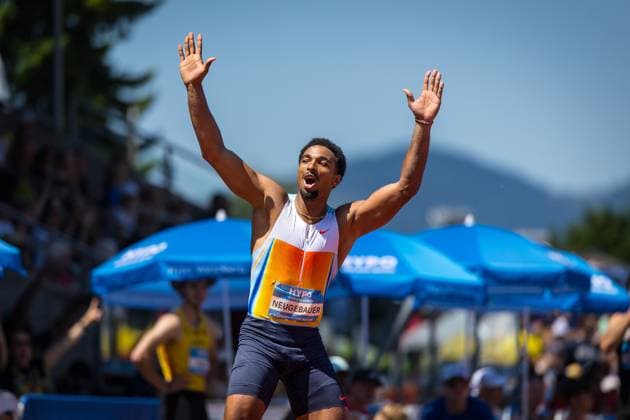 Bilder des Jahres 2025, Sport 05 Mai Sport Bilder des Tages Hypomeeting; Goetzis (AUT), 31.05.2025 Leo NEUGEBAUER (GER) celebrates in the long jump of the mens decathlon at Hypomeeting in Goetzis (AUT), 31.05.2025 *** Hypomeeting Goetzis AUT , 31 05 2025 Leo NEUGEBAUER GER celebrates in the long jump of the mens decathlon at Hypomeeting in Goetzis AUT , 31 05 2025 Copyright: xBEAUTIFULxSPORTS UlfxSchillerx