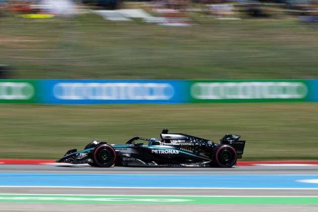 George Russell Mercedes AMG Petronas F1 Team, Great Britain, 63 in F1 W16, ESP, Formula 1 World Championship, Aramco Grand Prix of Spain, Circuit de Barcelona Catalunya, Free Practice, 2025 season, 31 05 2025 ESP, Formula 1 World Championship, Aramco Grand Prix of Spain, Circuit de Barcelona Catalunya, Free Practice, 2025 season, 31 05 2025 Barcelona Copyright: xEibner-Pressefoto Memmlerx EP_MMR