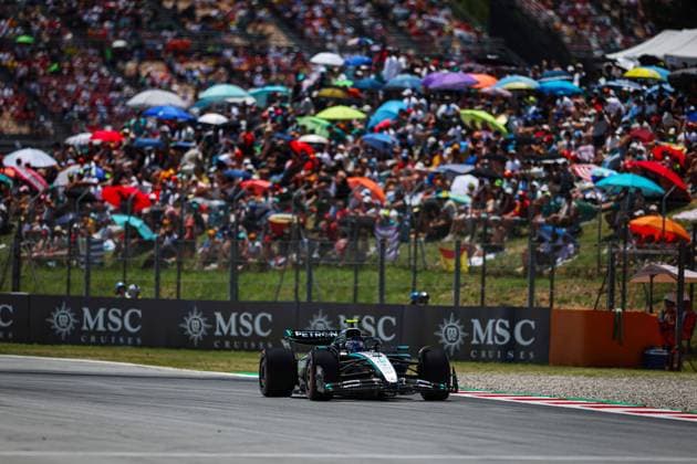 F1 - SPANISH GRAND PRIX 2025 12 KIMI ANTONELLI Andrea (ita), Mercedes AMG F1 Team W16, action during the Formula 1 Aramco Gran Premio de Espana 2025, Spanish Grand Prix 2025, 9th round of the 2025 FIA Formula One World Championship, WM, Weltmeisterschaft from May 30 to June 1, 2025 on the Circuit de Barcelona-Catalunya, in Montmelo, Spain - MontmeloSpain  Copyright: xFLORENTxGOODENx