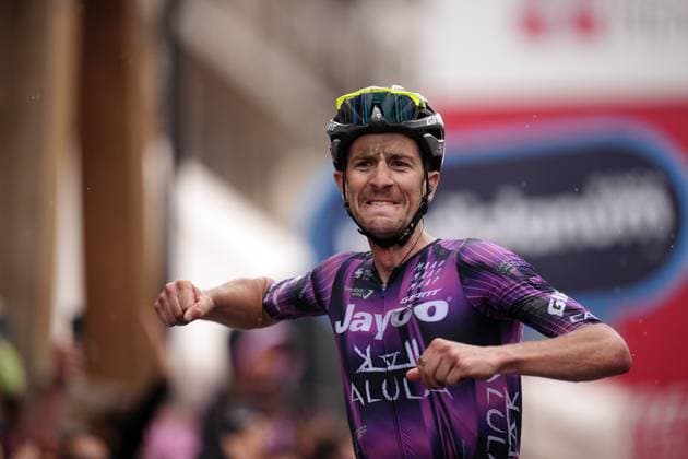 Harper Christopher of Team Jayco Alula winner of the stage on the finish line during the stage 20 of the Giro d™Italia from Verres to Sestriere (Via Lattea), Italy - Saturday, May 31, 2025. - cycling.  Copyright: xMarcoxAlpozzi LaPressex