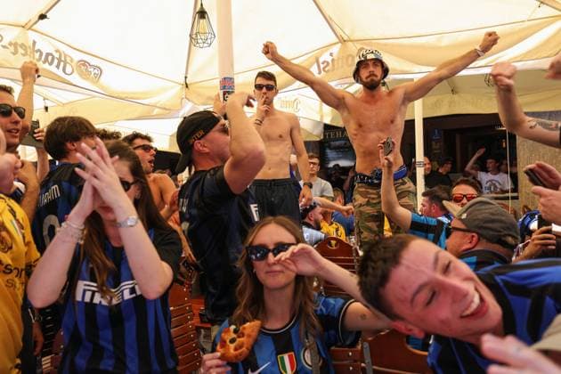 UCL-Finalvorschau 31. Mai 2025, München UEFA Champions League Finalvorschau Internazionale Milano Fans in der Münchner Innenstadt Foto Charlotte Wilson Abseits München Deutschland  Copyright: xCharlottexWilsonx xOffsidexOffside
