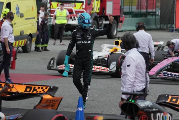 31 05 2025, Circuit de Catalunya, Barcelona, Formula 1 Aramco Grand Prix of Spain 2025 , in the picture George Russell GBR , Mercedes AMG Petronas Formula One Team Photo by Hasan Bratic DeFodi Images