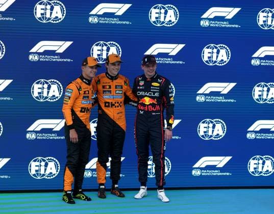 Formula 1 Aramco Grand Prix of Spain 2025 31 05 2025, Circuit de Catalunya, Barcelona, Formula 1 Aramco Grand Prix of Spain 2025 , in the picture pole position for Oscar Piastri AUS , McLaren F1 Team, 2 grid position for Lando Norris GBR , 3 grid position for Max Verstappen NLD , Oracle Red Bull Racing nordphotoxGmbHx xBratic nph00250