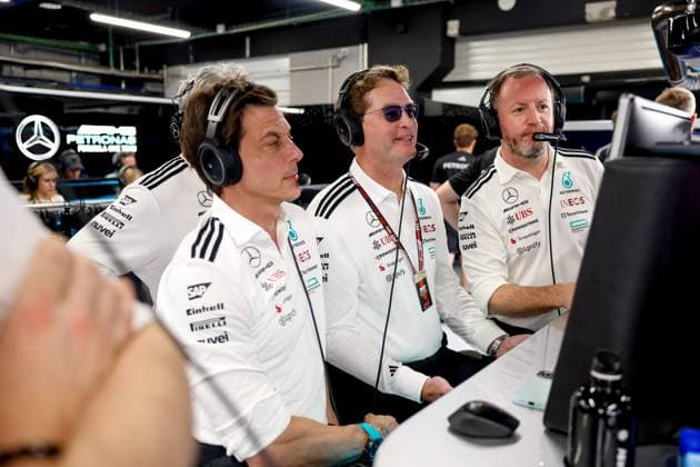 Toto Wolff AUT, Mercedes AMG Petronas F1 Team , Ola Källenius SWE, Chairman of the Board of Management of Mercedes Benz Group AG , F1 Grand Prix of Spain at Circuit de Barcelona Catalunya on May 31, 2025 in Barcelona, Spain Photo by HOCH ZWEI Barcelona Spain