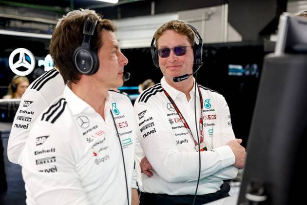 Toto Wolff AUT, Mercedes AMG Petronas F1 Team , Ola Källenius SWE, Chairman of the Board of Management of Mercedes Benz Group AG , F1 Grand Prix of Spain at Circuit de Barcelona Catalunya on May 31, 2025 in Barcelona, Spain Photo by HOCH ZWEI Barcelona Spain