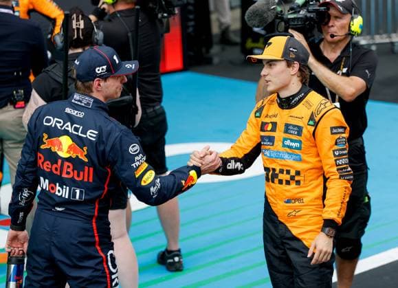 1 Max Verstappen NLD, Oracle Red Bull Racing , 81 Oscar Piastri AUS, McLaren F1 Team , F1 Grand Prix of Spain at Circuit de Barcelona Catalunya on May 31, 2025 in Barcelona, Spain Photo by HOCH ZWEI Barcelona Spain