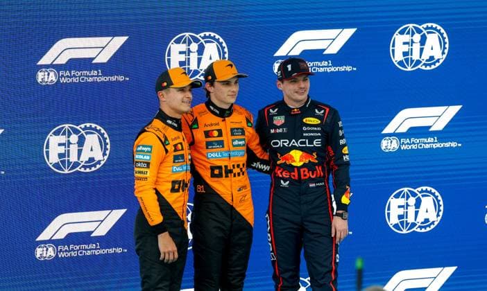 4 Lando Norris GBR, McLaren F1 Team , 81 Oscar Piastri AUS, McLaren F1 Team , 1 Max Verstappen NLD, Oracle Red Bull Racing , F1 Grand Prix of Spain at Circuit de Barcelona Catalunya on May 31, 2025 in Barcelona, Spain Photo by HOCH ZWEI Barcelona Spain