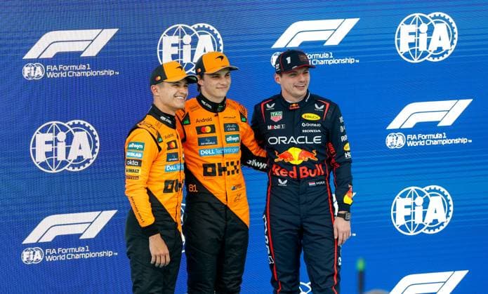 4 Lando Norris GBR, McLaren F1 Team , 81 Oscar Piastri AUS, McLaren F1 Team , 1 Max Verstappen NLD, Oracle Red Bull Racing , F1 Grand Prix of Spain at Circuit de Barcelona Catalunya on May 31, 2025 in Barcelona, Spain Photo by HOCH ZWEI Barcelona Spain