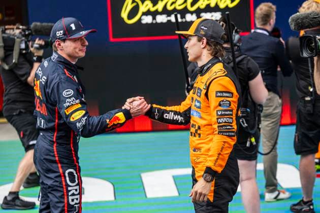 1 Max Verstappen NLD, Oracle Red Bull Racing , 81 Oscar Piastri AUS, McLaren F1 Team , F1 Grand Prix of Spain at Circuit de Barcelona Catalunya on May 31, 2025 in Barcelona, Spain Photo by HOCH ZWEI Barcelona Spain