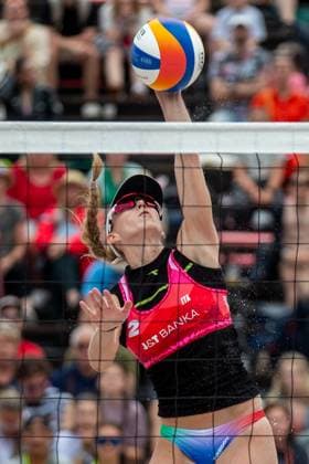 Pro Tour Beach volleyball, Beachvolleyball tournament, category Elite, took place in Ostrava, Czech Republic, on May 31, 2025. Valentina Gottardi, Reka Orsi Toth (pictured) of Italy vs. Anouk Verge-Depre, Zoe Verge-Depre of Switzerland. (CTKxPhoto VladimirxPrycek) CTKPhotoP2025053104274  CTKPhotoP2025053104274