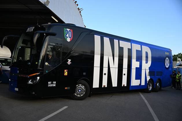 31 05 2025, xsltx, Football UEFA Champions League Final 2025, Paris St Germain Inter Milan v l Team Bus Inter DFL DFB REGULATIONS PROHIBIT ANY USE OF PHOTOGRAPHS as IMAGE SEQUENCES and or QUASI VIDEO Muenchen