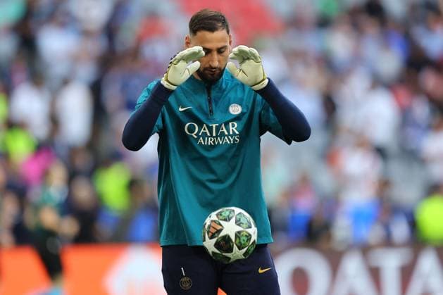 Gianluigi Donnarumma of PSG during the warm up Paris Saint-Germain v Inter Milan, UEFA Champions League Final, Football, Allianz Arena, Munich, Germany - 31 May 2025 EDITORIAL USE ONLY No use with unauthorised audio, video, data, fixture lists, club league logos or live services. Online in-match use limited to 120 images, no video emulation. No use in betting, games or single club league player publications. Copyright: xMichaelxZemanek Shutterstockx 15330931v