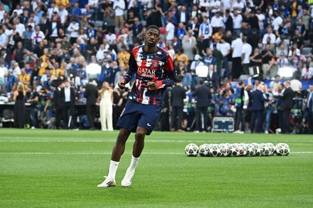 31 05 2025, xsltx, Football UEFA Champions League Final 2025, Paris St Germain Inter Milan v l Warmup warm up Warm up before the match Ousmane Dembele Paris St Germain DFL DFB REGULATIONS PROHIBIT ANY USE OF PHOTOGRAPHS as IMAGE SEQUENCES and or QUASI VIDEO Muenchen