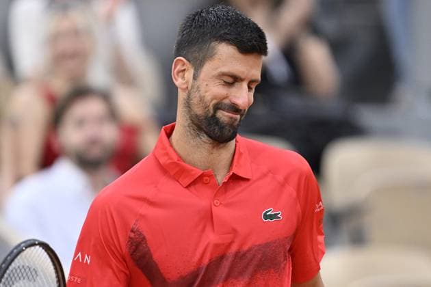 2025 Roland-Garros - Day 7 PARIS, FRANCE - MAY 31: Novak Djokovic of Serbia gestures during his match against Filip Misolic (not seen) of Austria during their men s singles match on day 7 of the French Open tennis tournament at the Roland-Garros Complex in Paris, France on May 31, 2025. Burak Akbulut Anadolu Paris France. Editorial use only. Please get in touch for any other usage.  Copyright: x2025xAnadoluxBurakxAkbulutx