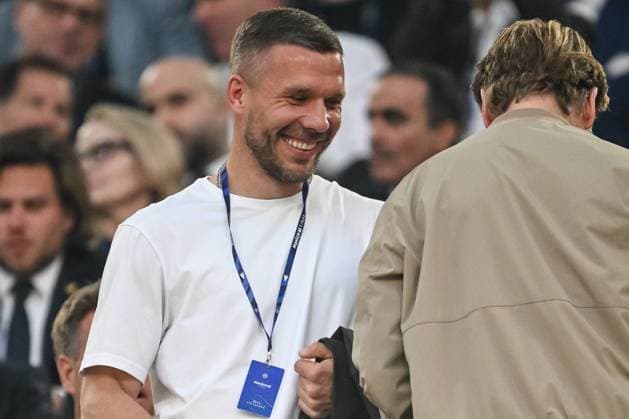 Lukas Podolski smiles during the UEFA Champions League Final 2025 between Paris Saint Germain and FC Internazionale Milano at Munich Football Arena on May 31, 2025 in Munich, Germany Photo by Harry Langer DeFodi Images