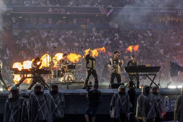 Opening show, rock band LINKIN PARK at the kick-off show for the final GER, Paris Saint Germain vs Inter Milan, football, men, UEFA Champions League final Munich 2025, season 2024 2025, 31 05 2025, GER, Paris Saint Germain vs Inter Milan, football, men, UEFA Champions League final Munich 2025, season 2024 2025, 31 05 2025 Munich Copyright: xEibner-Pressefoto WolfgangxFrankx EP_WFK
