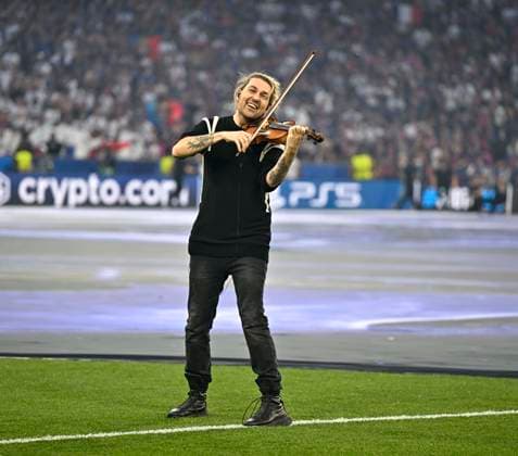 31 05 2025, Football UEFA Championsleague Final 2025 Paris St Germain Inter Milan, at Allianz Arena Munich David Garret plays DFL and DFB regulations prohibit any use of photographs as image sequences and or quasi video