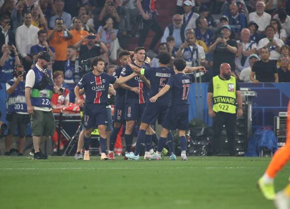 Football, Men, Champions League, Season 2024 2025, Paris Saint Germain Inter Milan, Final, UEFA Champions League Final 2025, Allianz Arena 2 0 by Desire Doue FC Paris Saint Germain , Goal, Cheering