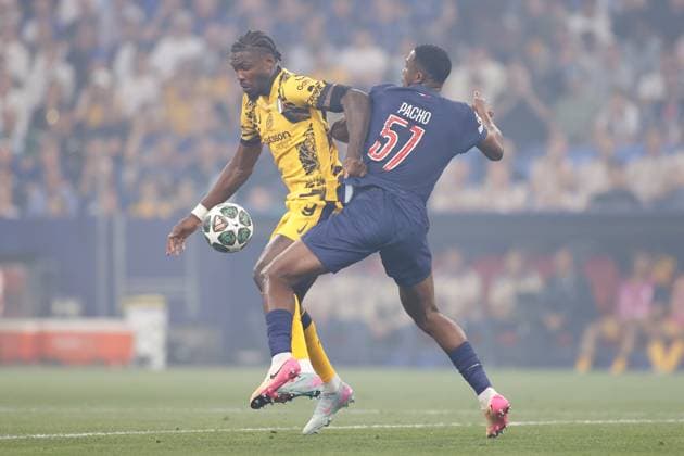 MUNCHEN, 31-05-2025, Allianz Arena, UEFA Champions League season 2024 2025, Match between Paris Saint Germain and Inter Milan. Inter Milan player Marcus Thuram and Paris Saint-Germain player Willian Pacho PSG - Inter Milan (CL Final)  x29555900x Copyright: