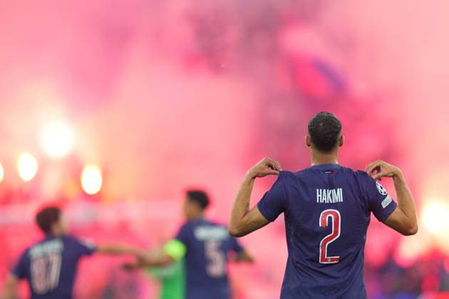 PSGÕs Achraf Hakimi celebrates after scoring 1-0 during the Uefa Champions League Final soccer match between Paris Saint Germain and FC Inter at Allianz Arena in Munich , Germany - Saturday May 31, 2025 . - Soccer  Copyright: xSpada LaPressex